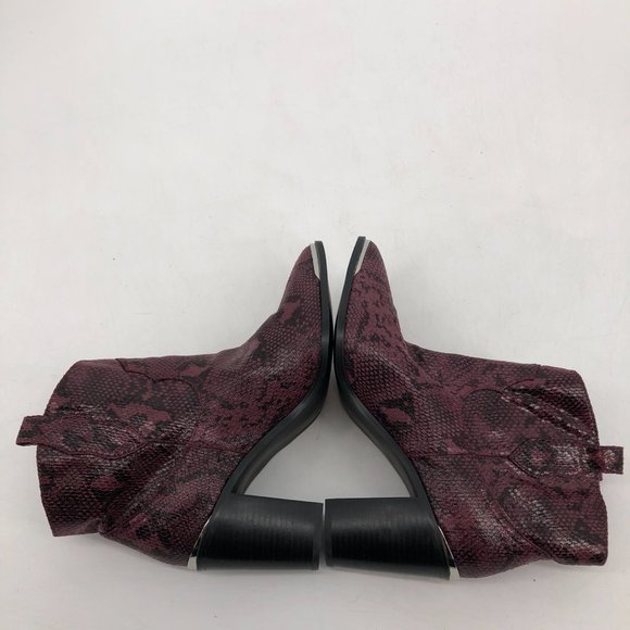 Steve Madden NWOT Zora Maroon snakeskin heeled western ankle boots size 10 - Picture 12 of 14